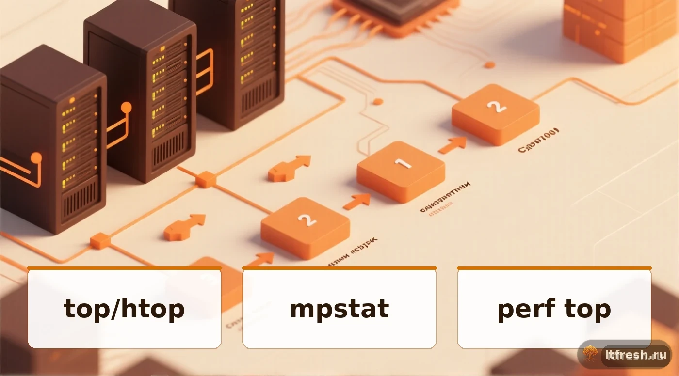 Схема диагностики CPU на Linux-сервере: шаги анализа нагрузки процессора