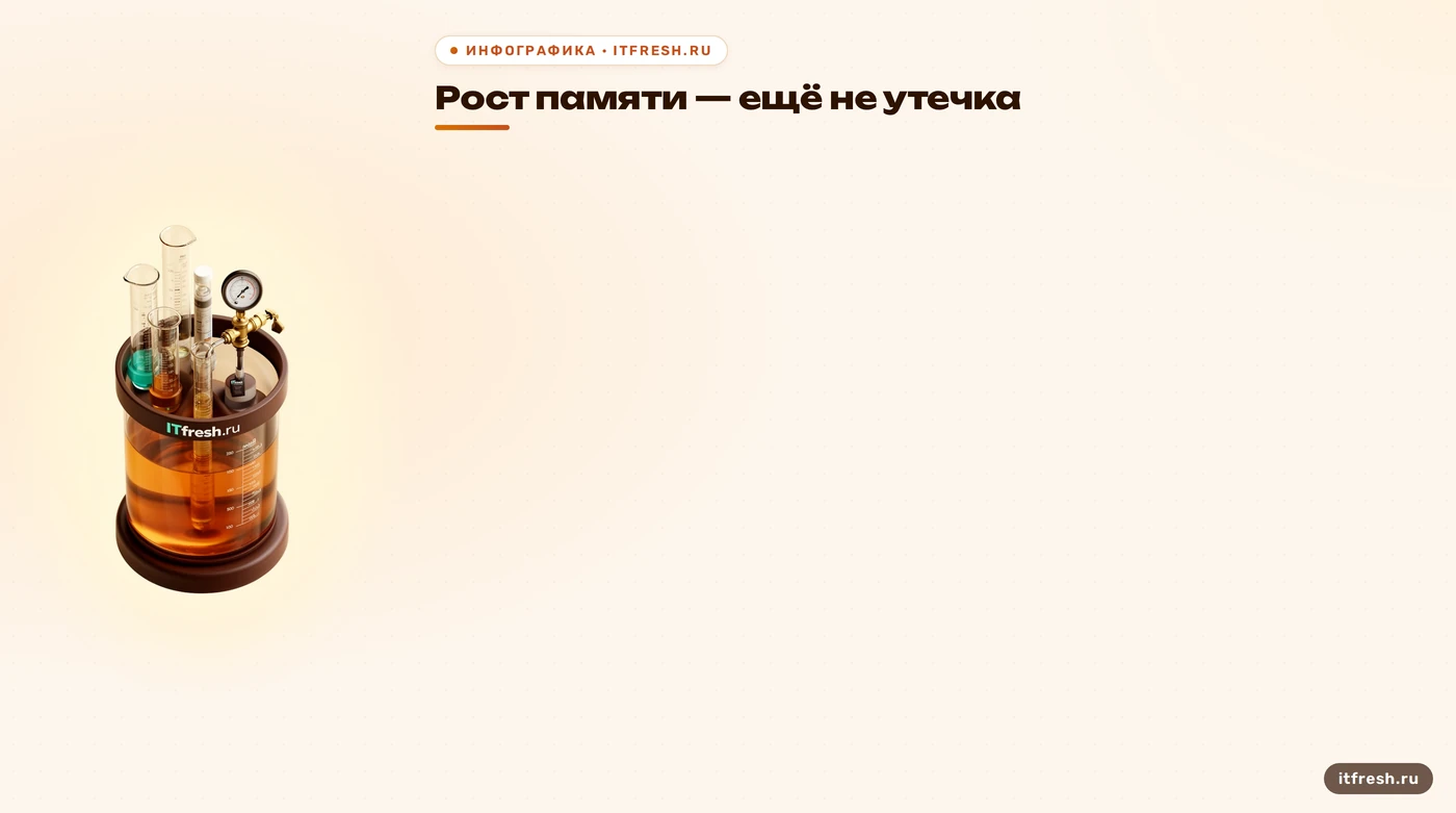 Три возможные причины занятой памяти: загруженная модель, контекст и потенциальная утечка