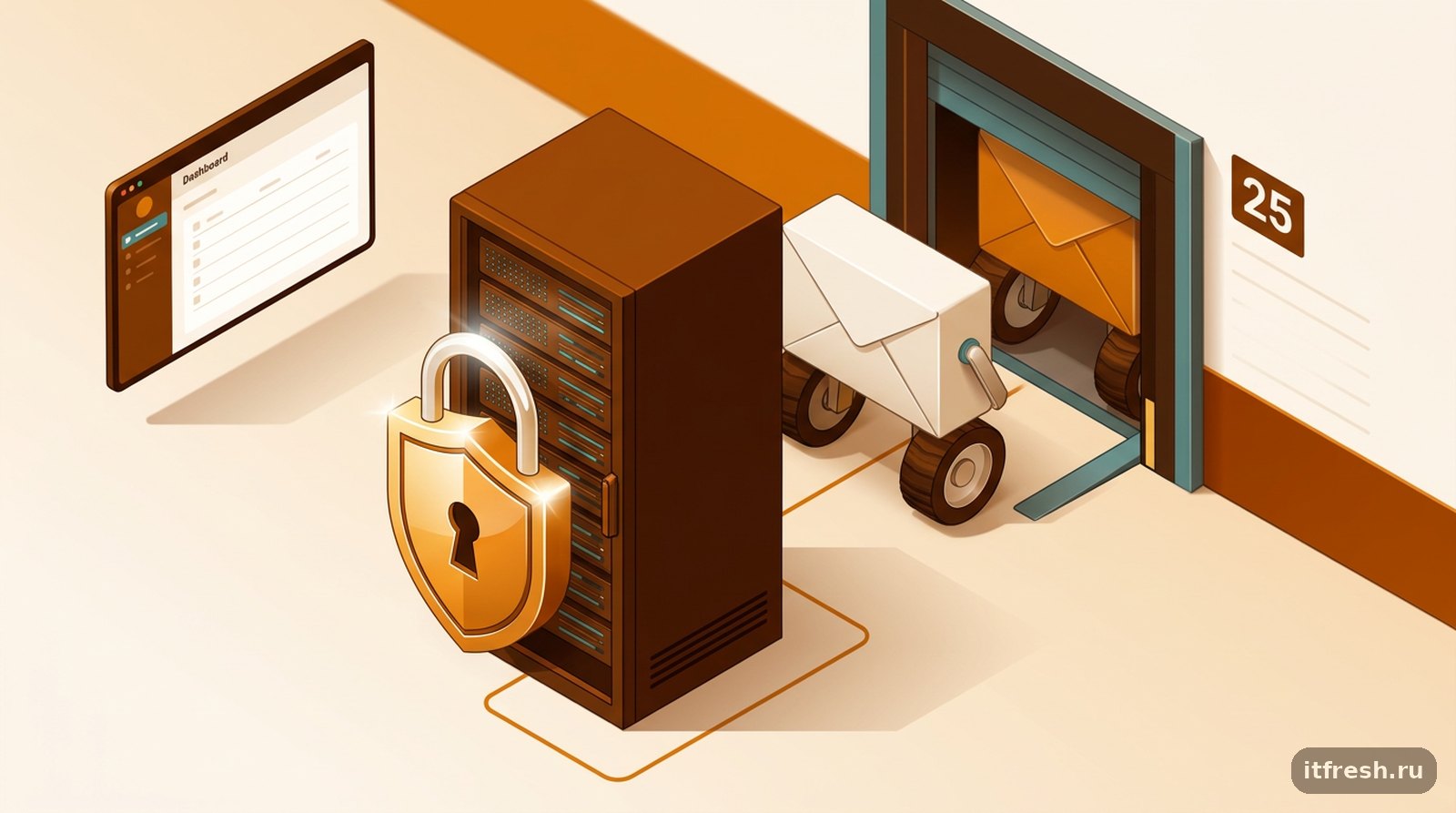 Иллюстрация: харденинг сервера ставит системный Postfix, который занимает порт 25 раньше контейнера mailcow