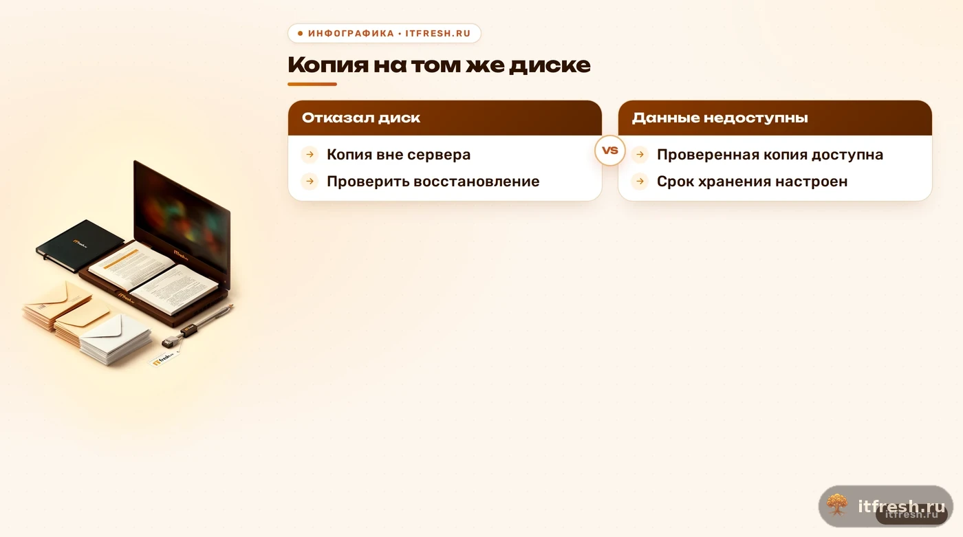 Сравнение резервной копии Mailcow на том же диске и вне сервера