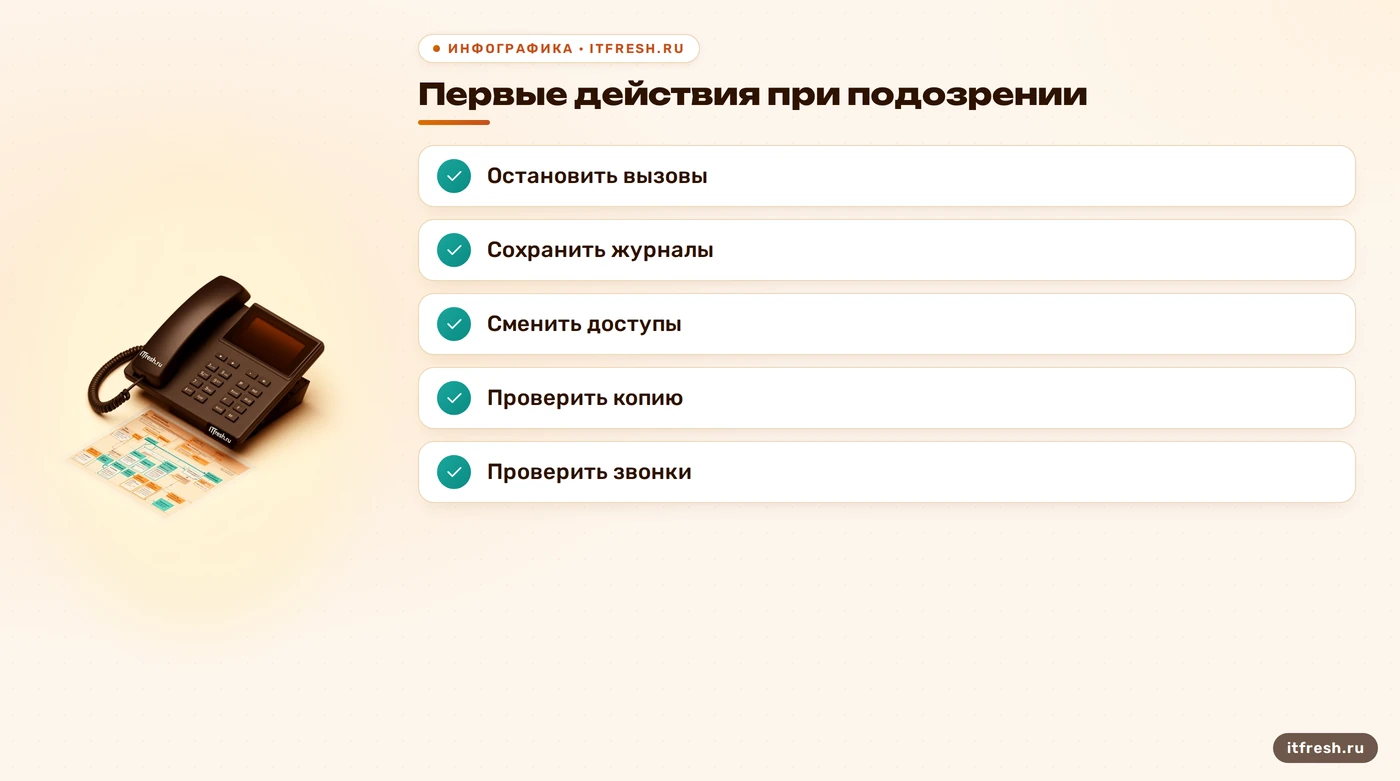Порядок первых действий при подозрении на компрометацию Asterisk.