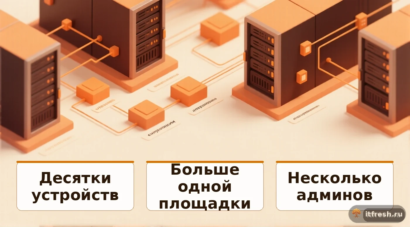 Условия для внедрения NetBox: десятки устройств, больше одной площадки, несколько админов