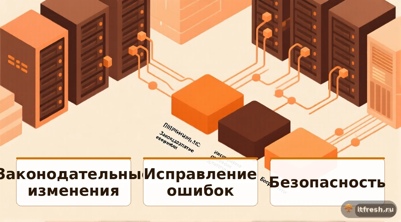 Причины обновления 1С: законодательные изменения, исправление ошибок платформы, безопасность