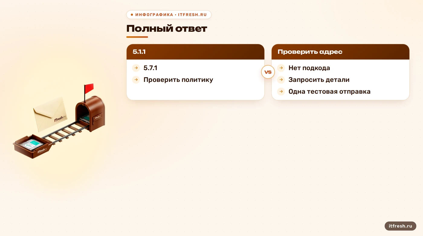 Дерево выбора следующего шага по подкоду SMTP 550