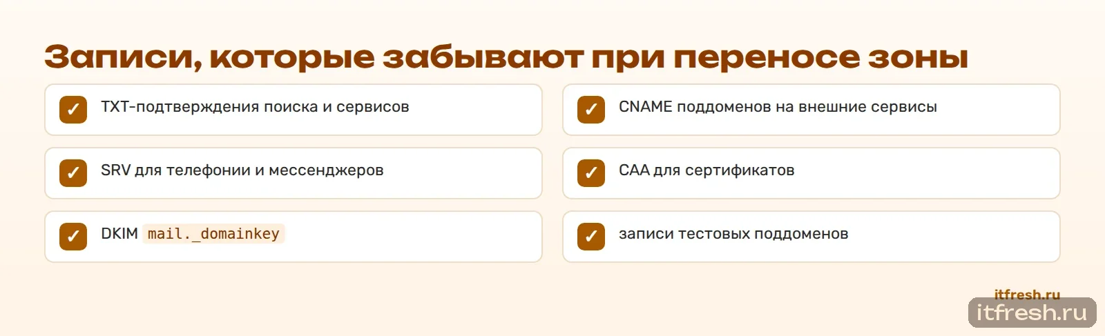 Записи, которые забывают при переносе зоны