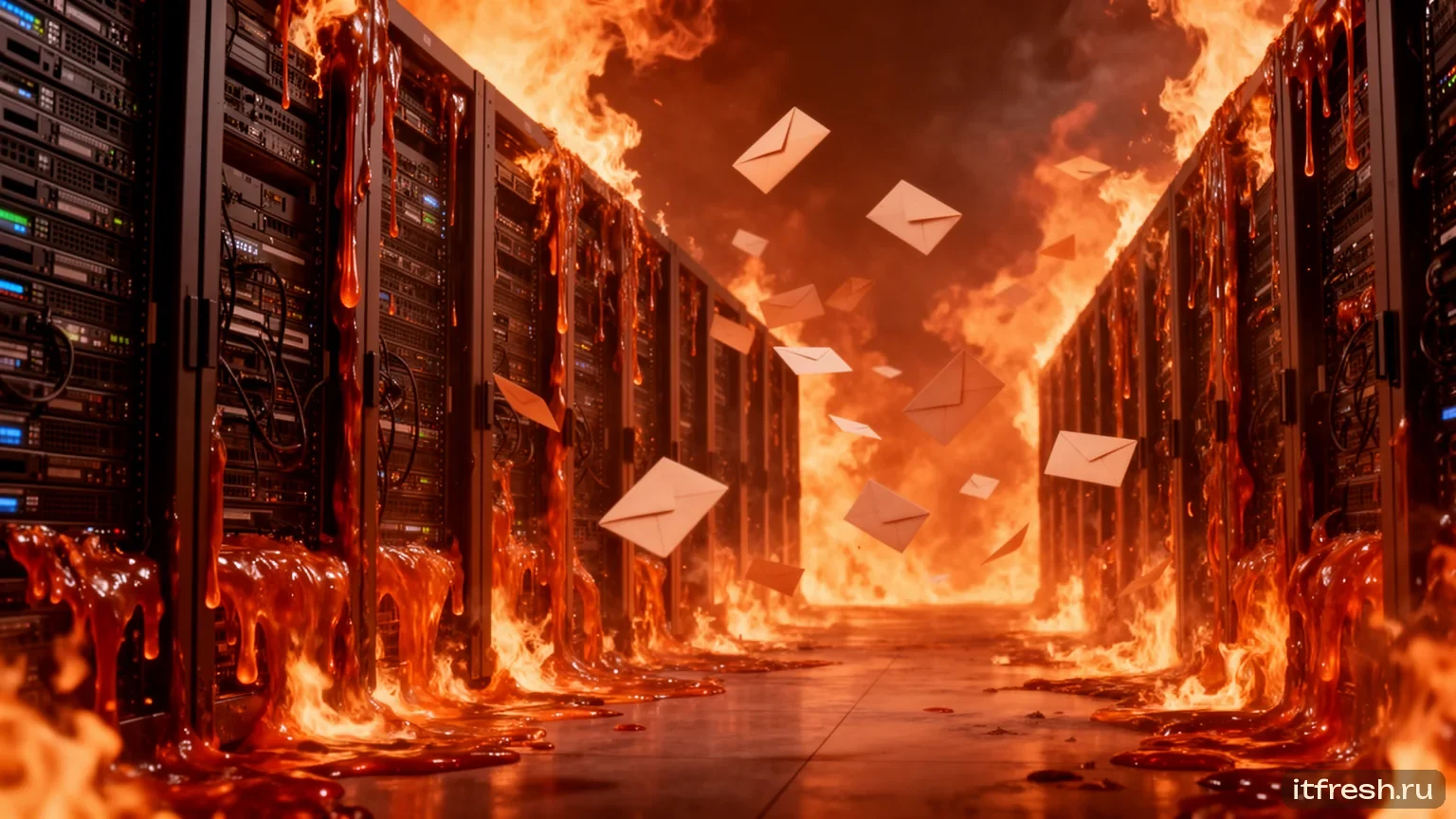 Облачный дата-центр плавится — и вместе с ним ваша переписка — кинокадр FLUX.2