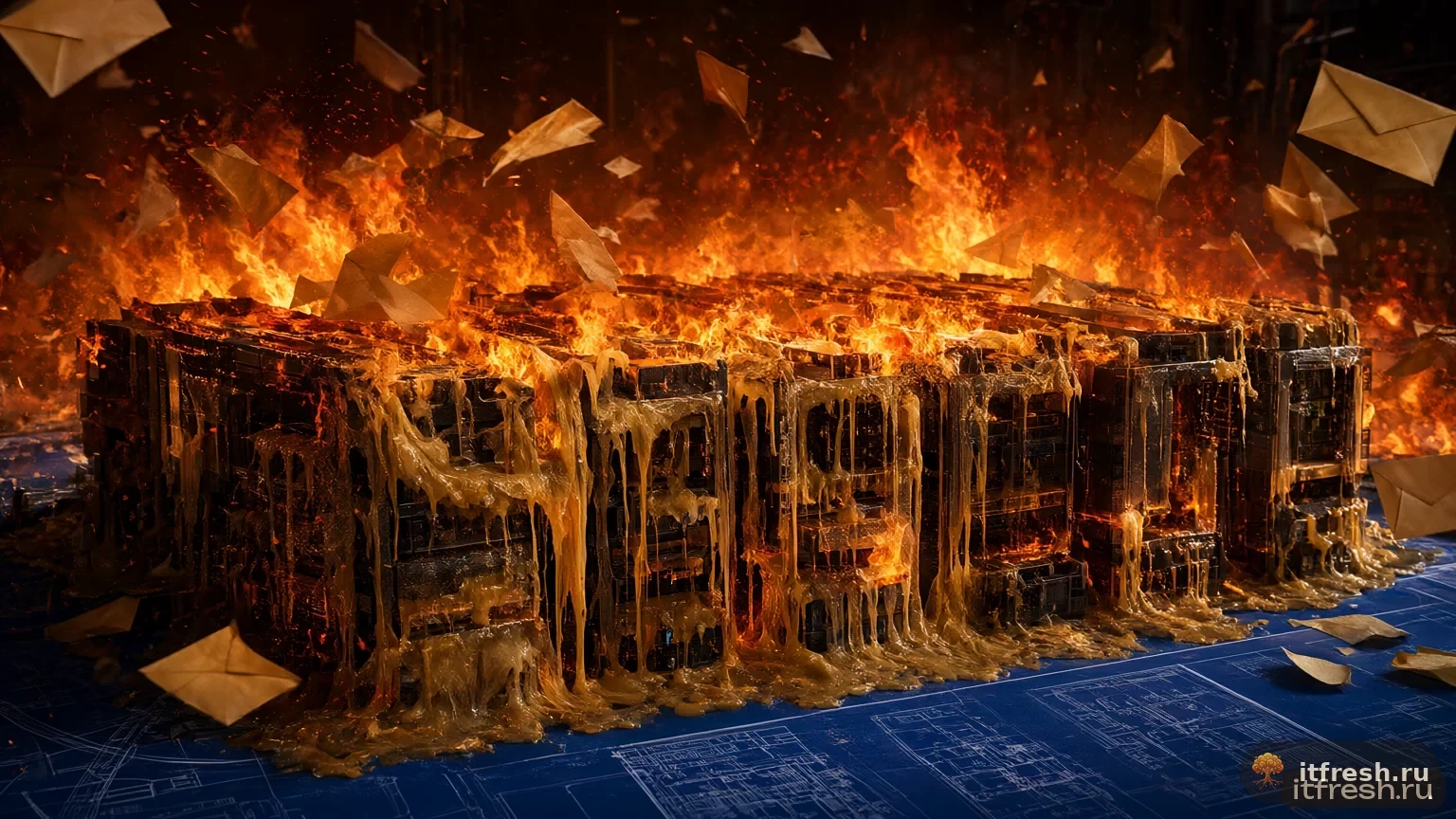 Облачный дата-центр плавится — и вместе с ним ваша переписка — стиль чертежа