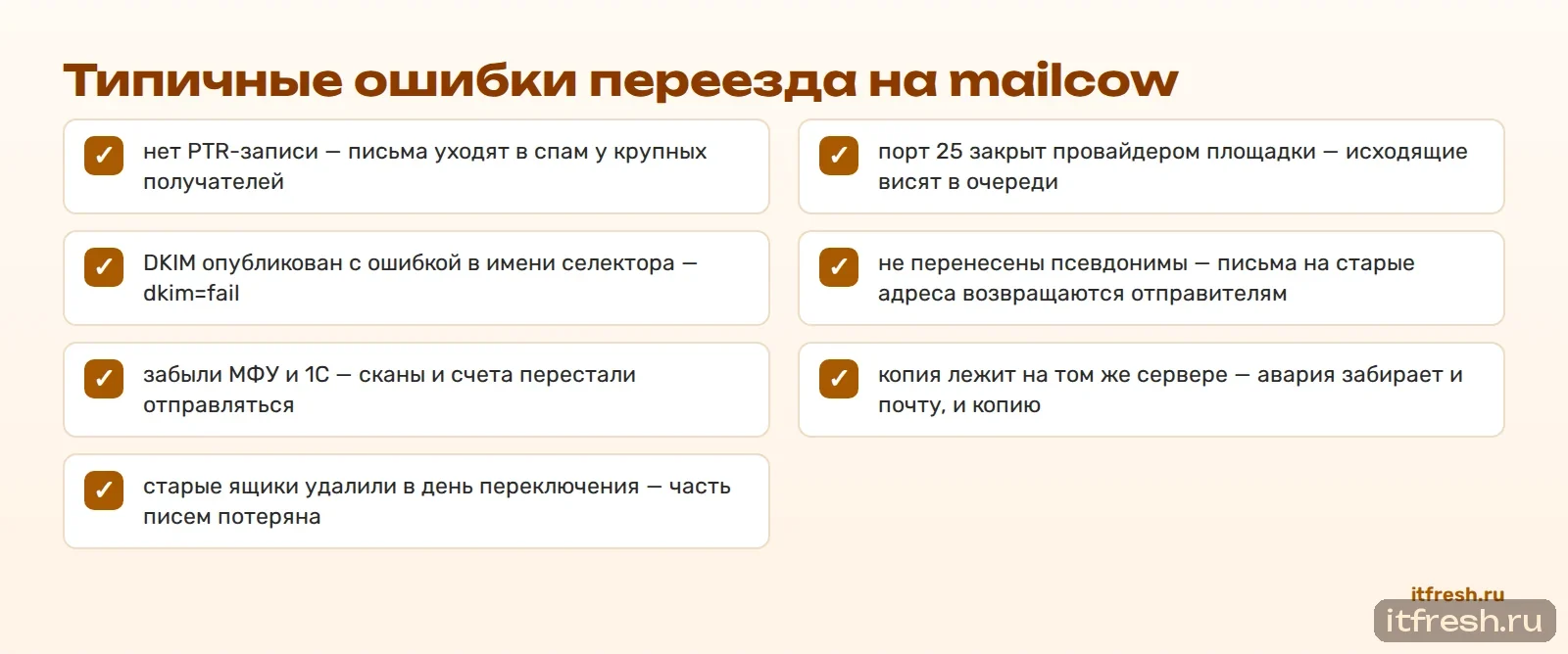 Типичные ошибки переезда на mailcow