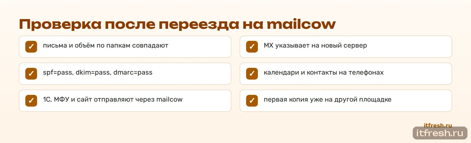 Проверка после переезда на mailcow