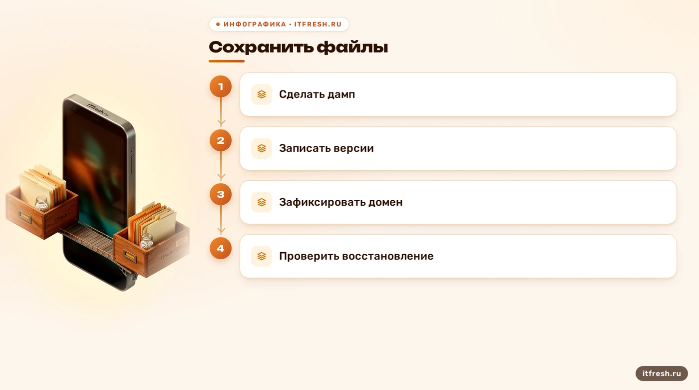 Схема подготовки резервной копии сайта WordPress перед миграцией