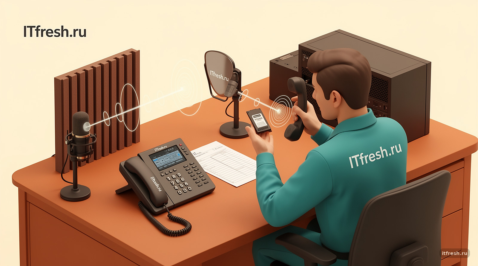 Телефон и микрофон показывают акустическую причину эха в PJSIP