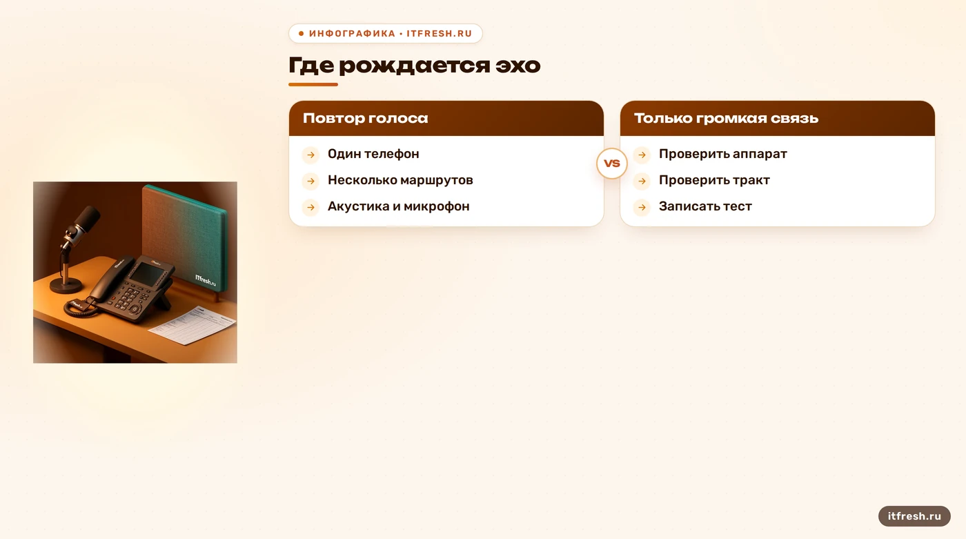 Дерево диагностики эха в PJSIP по симптомам и маршрутам