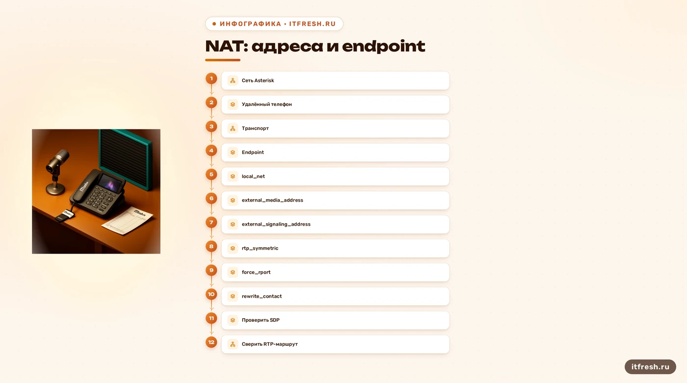 Схема параметров NAT в PJSIP для сигнализации и RTP