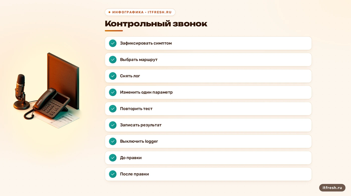 Порядок проверки звука в Asterisk после изменения настроек PJSIP