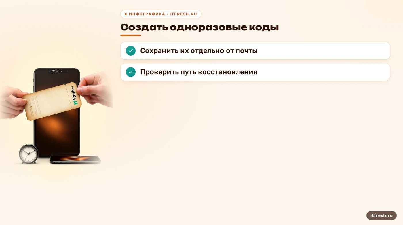 Порядок подготовки одноразовых кодов и восстановления