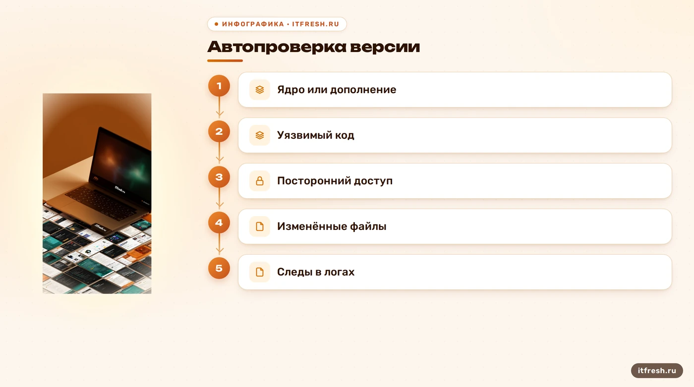 Схема проверки возможного взлома сайта MODX через ядро или дополнение