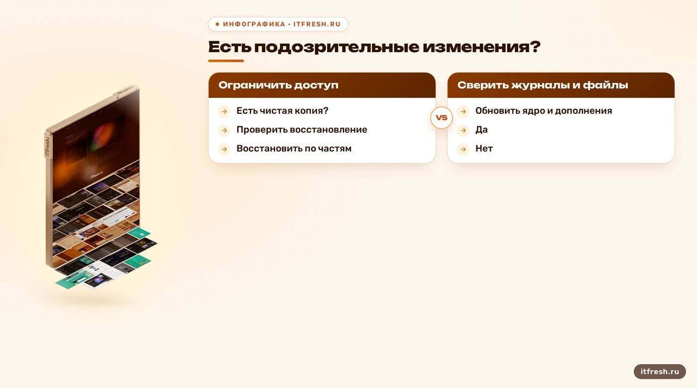 Дерево решений по безопасному восстановлению сайта MODX
