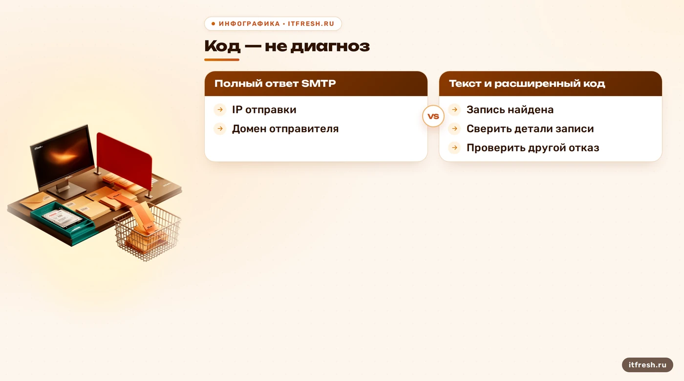 Дерево проверки SMTP-ответа и репутации почтового IP