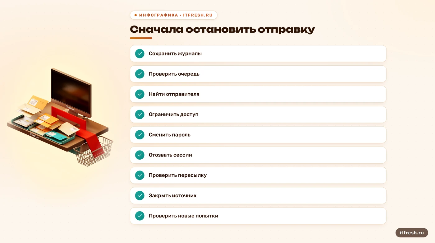 Чек-лист поиска и остановки подозрительной почтовой отправки