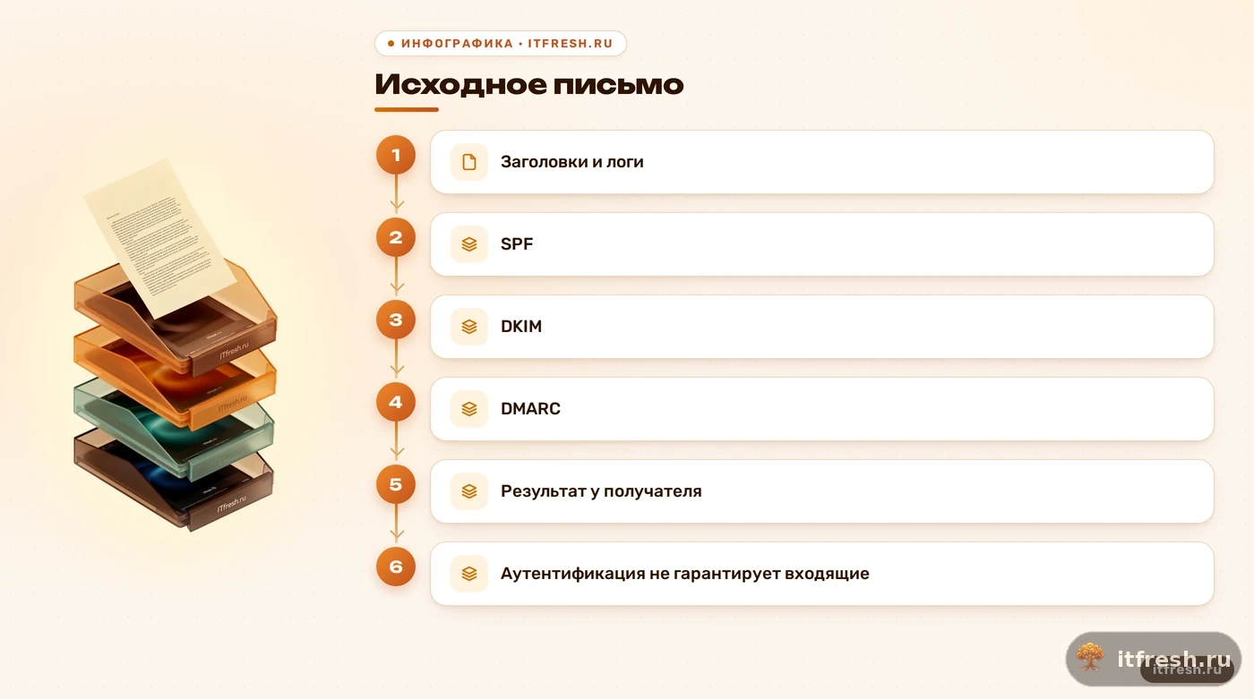 Схема диагностики одного письма по заголовкам и журналам