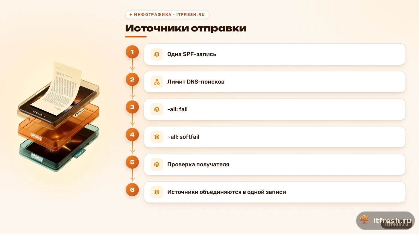 Схема SPF: источники отправки объединяются в одну запись