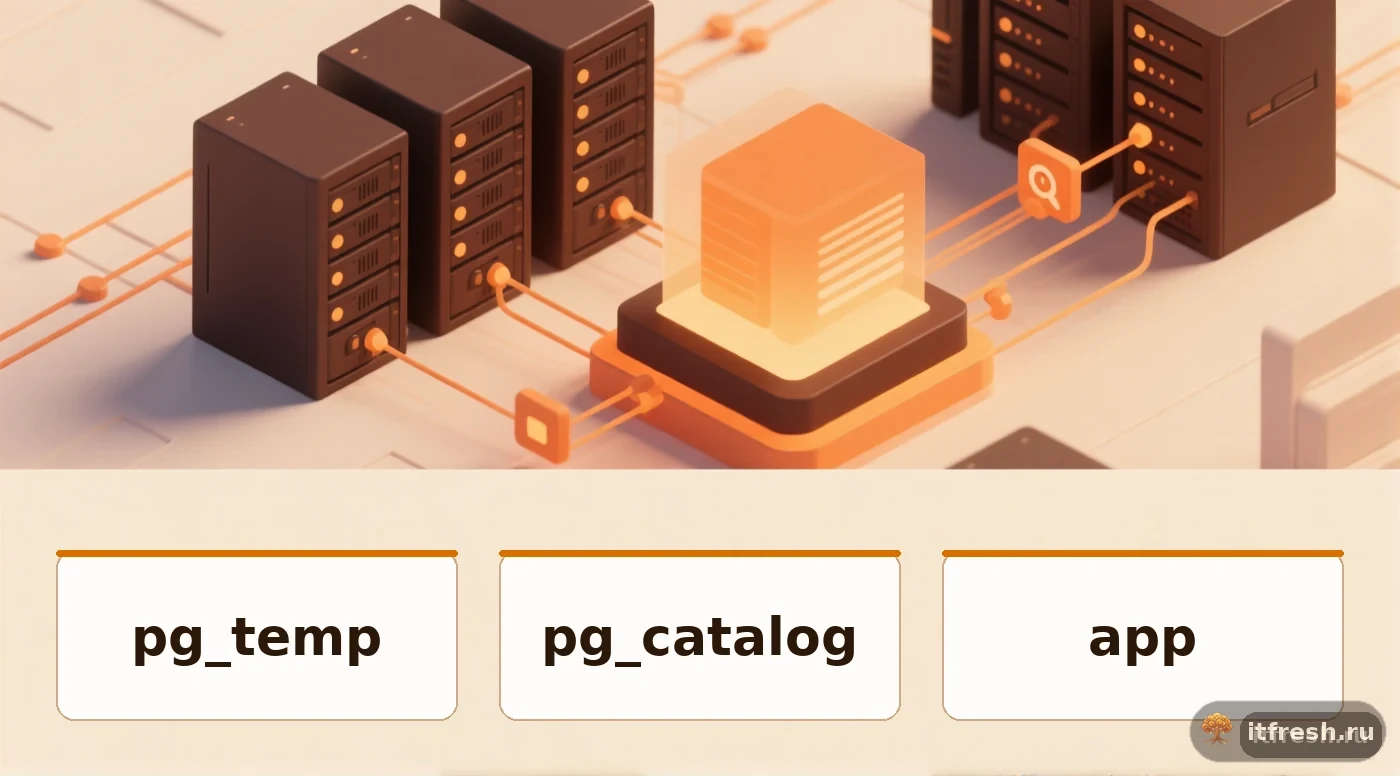 Порядок поиска объектов в PostgreSQL через search_path, включая pg_temp и pg_catalog