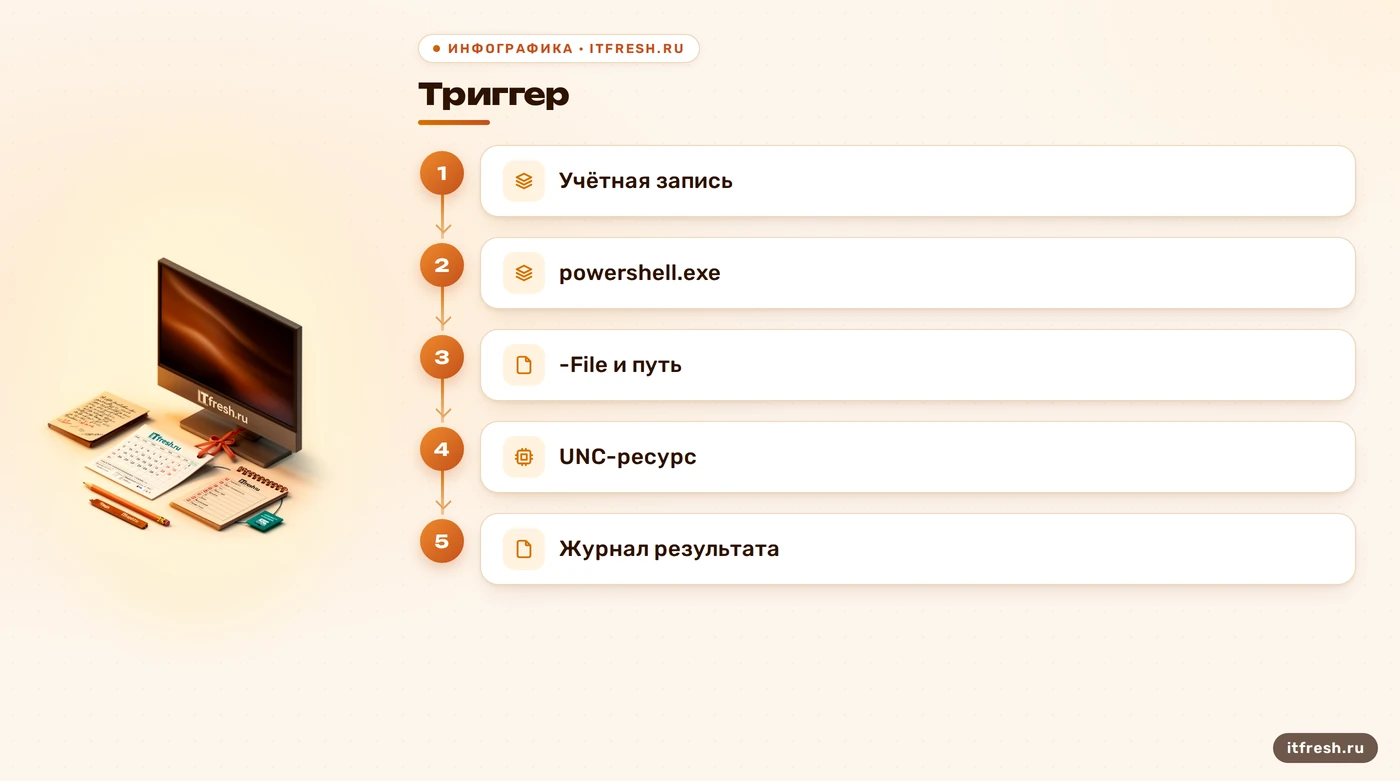 Схема запуска скрипта PowerShell по расписанию