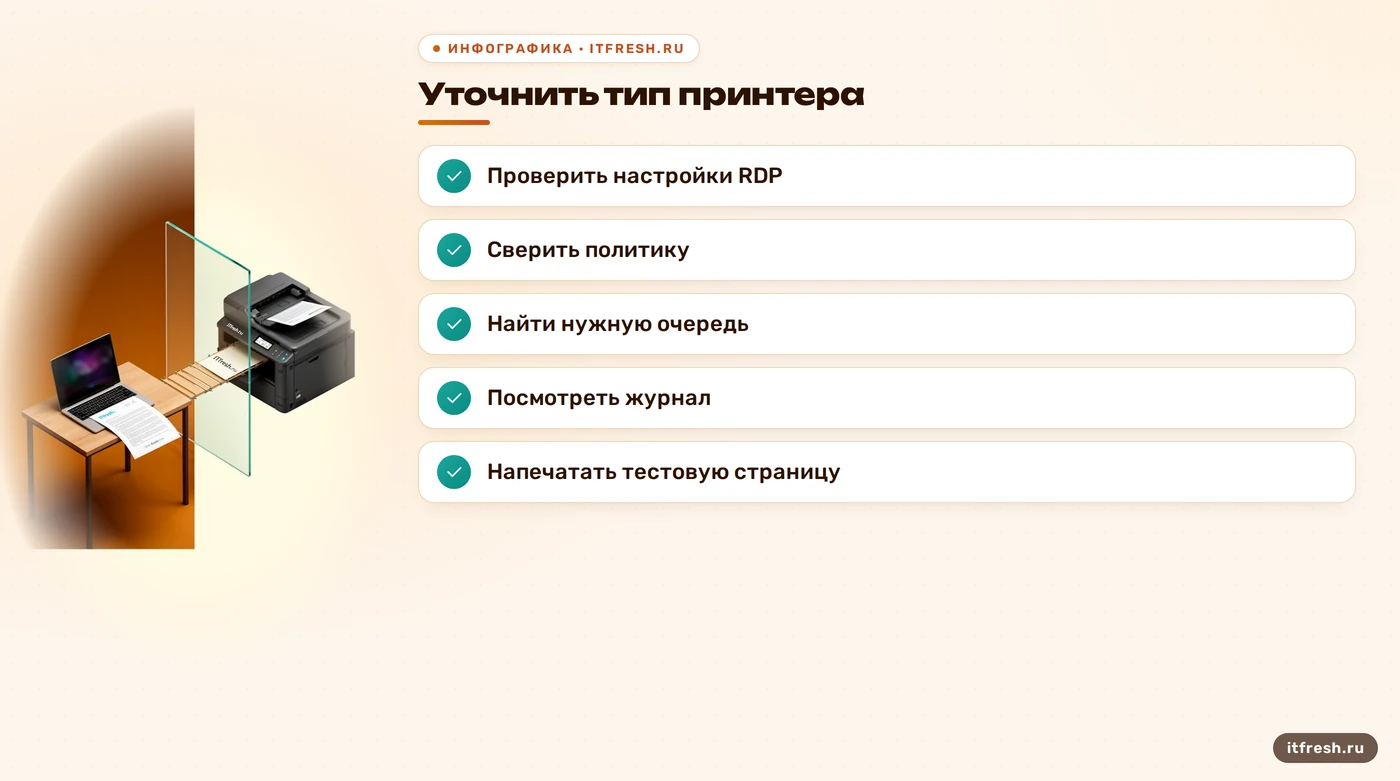 Чек-лист диагностики очереди печати в удалённом сеансе RDS