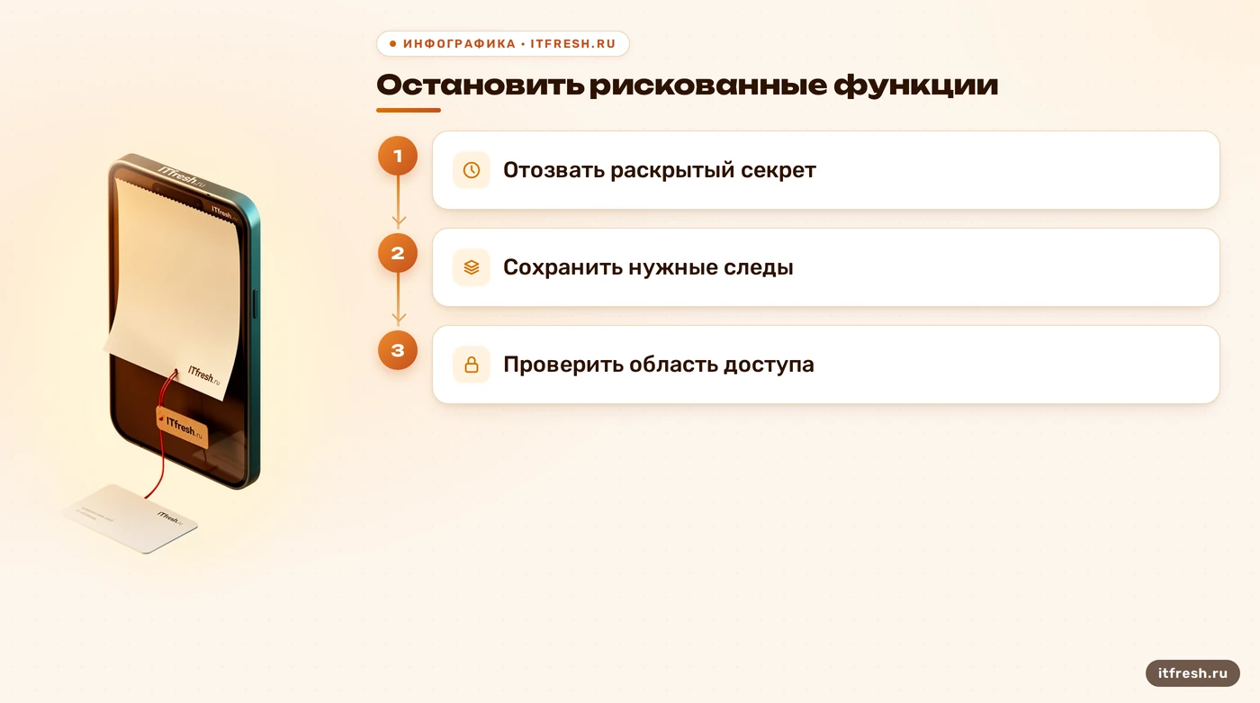 Схема первых действий после prompt injection и раскрытия секрета