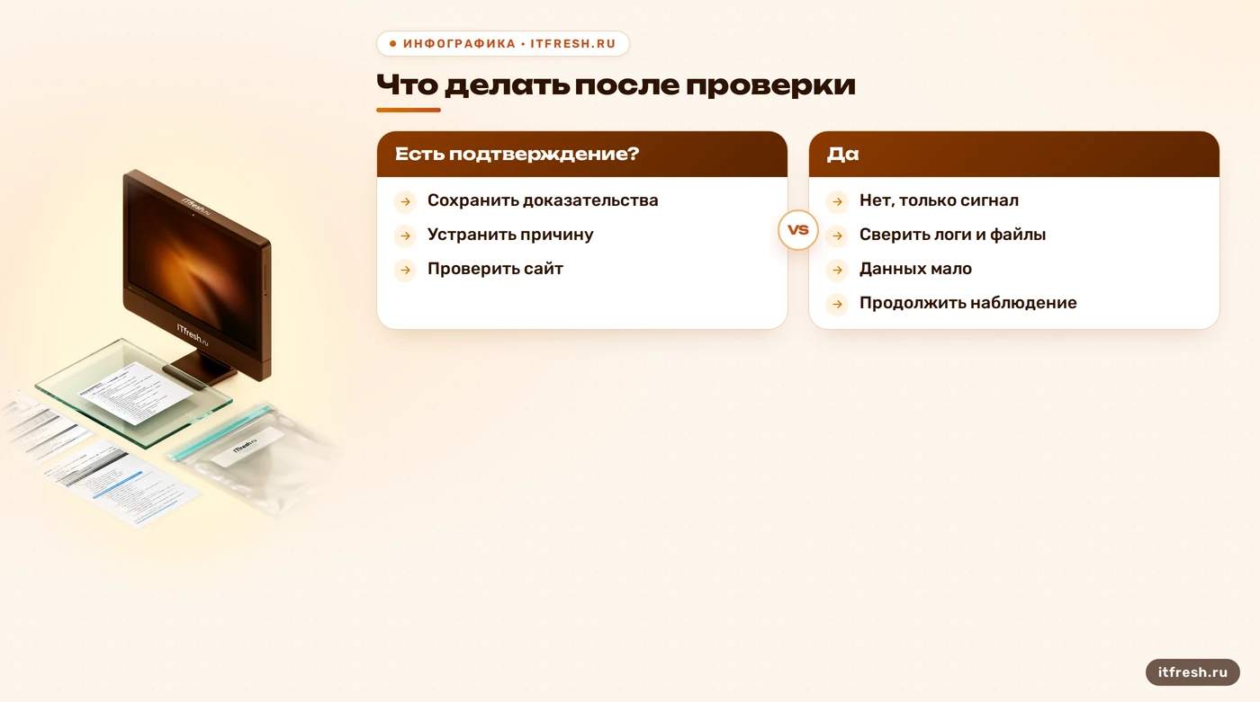 Действия после проверки сайта MODX на бэкдор