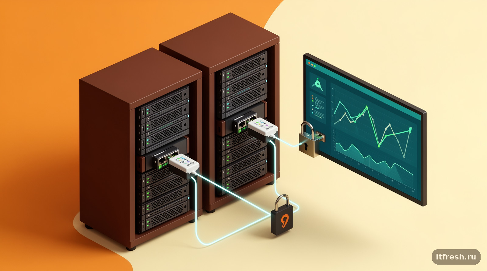 Хосты Proxmox отдают метрики через node_exporter на экран мониторинга, порт 9100 закрыт замком