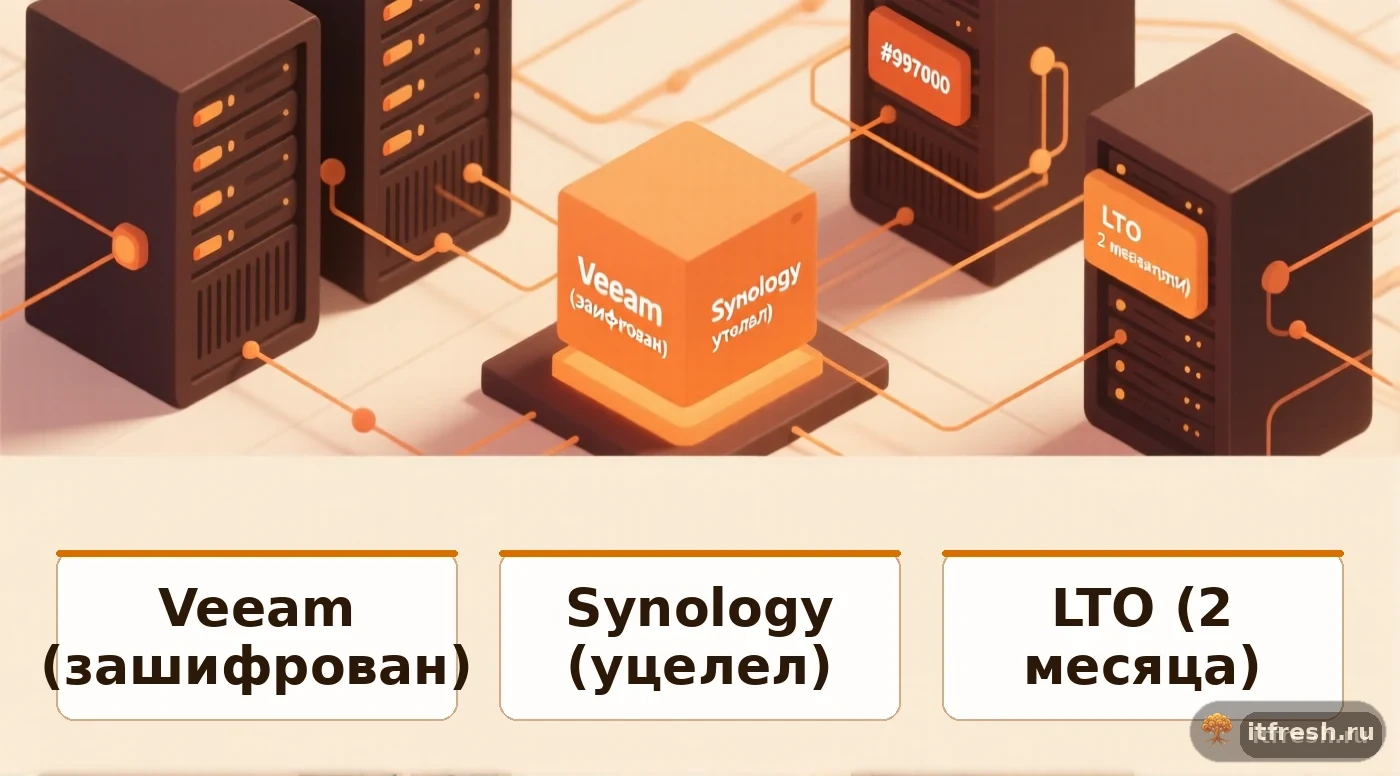 Сравнение бэкапов после атаки шифровальщика: Veeam, Synology, LTO