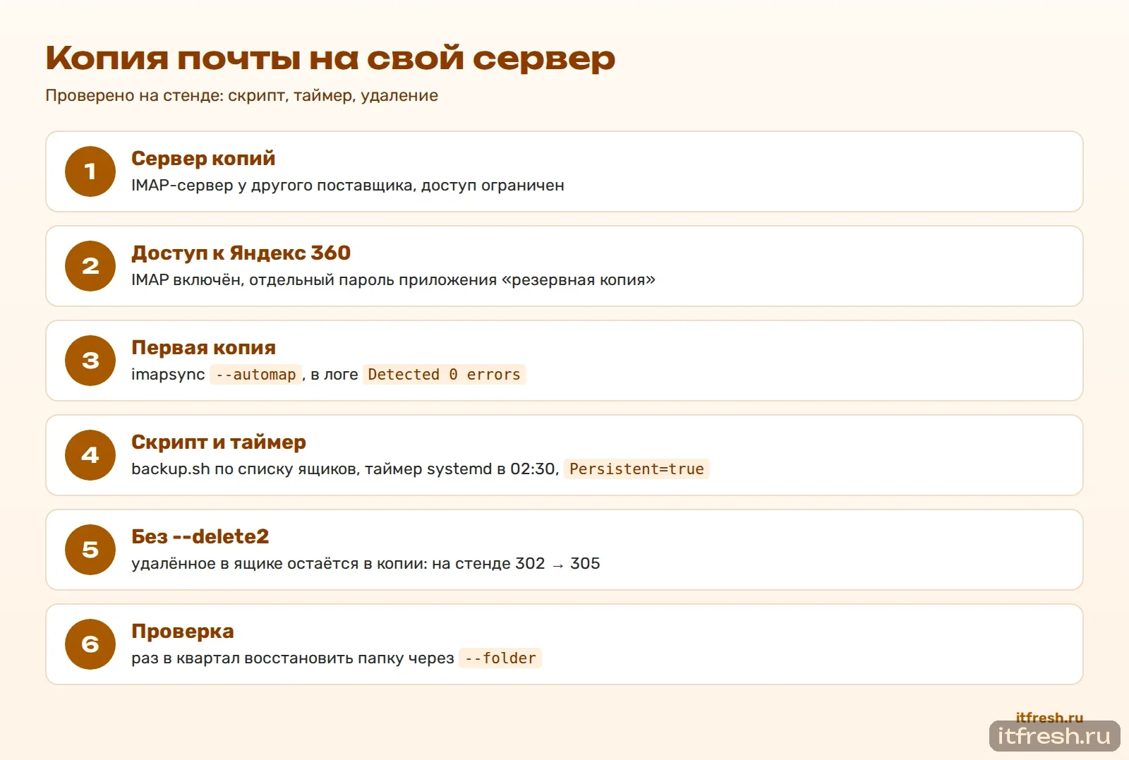 Копия почты на свой сервер