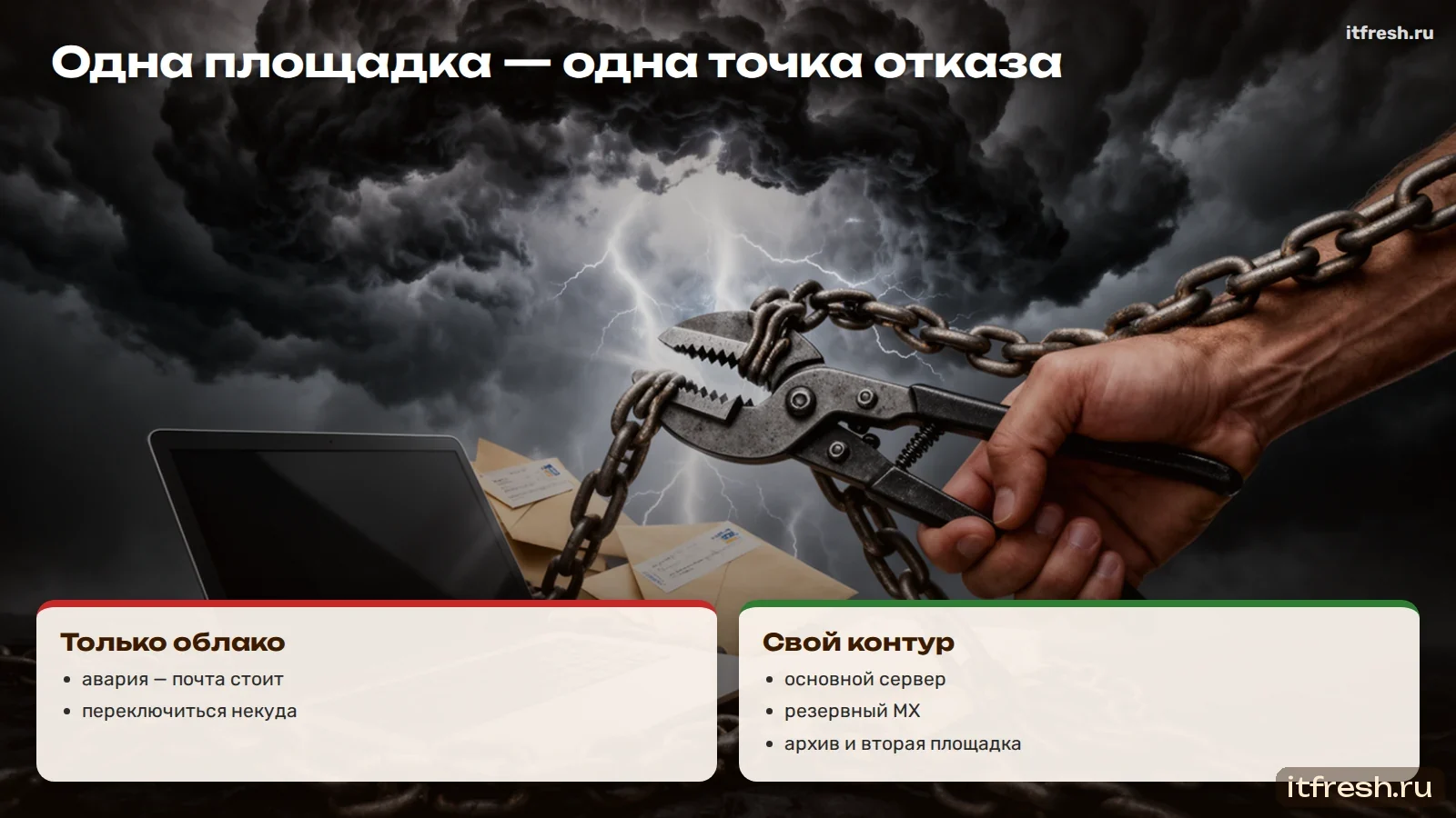 Одна площадка — одна точка отказа