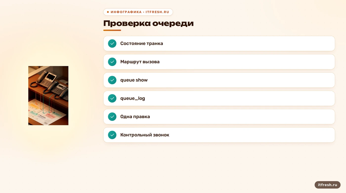 Последовательность проверки входящего вызова и очереди Asterisk