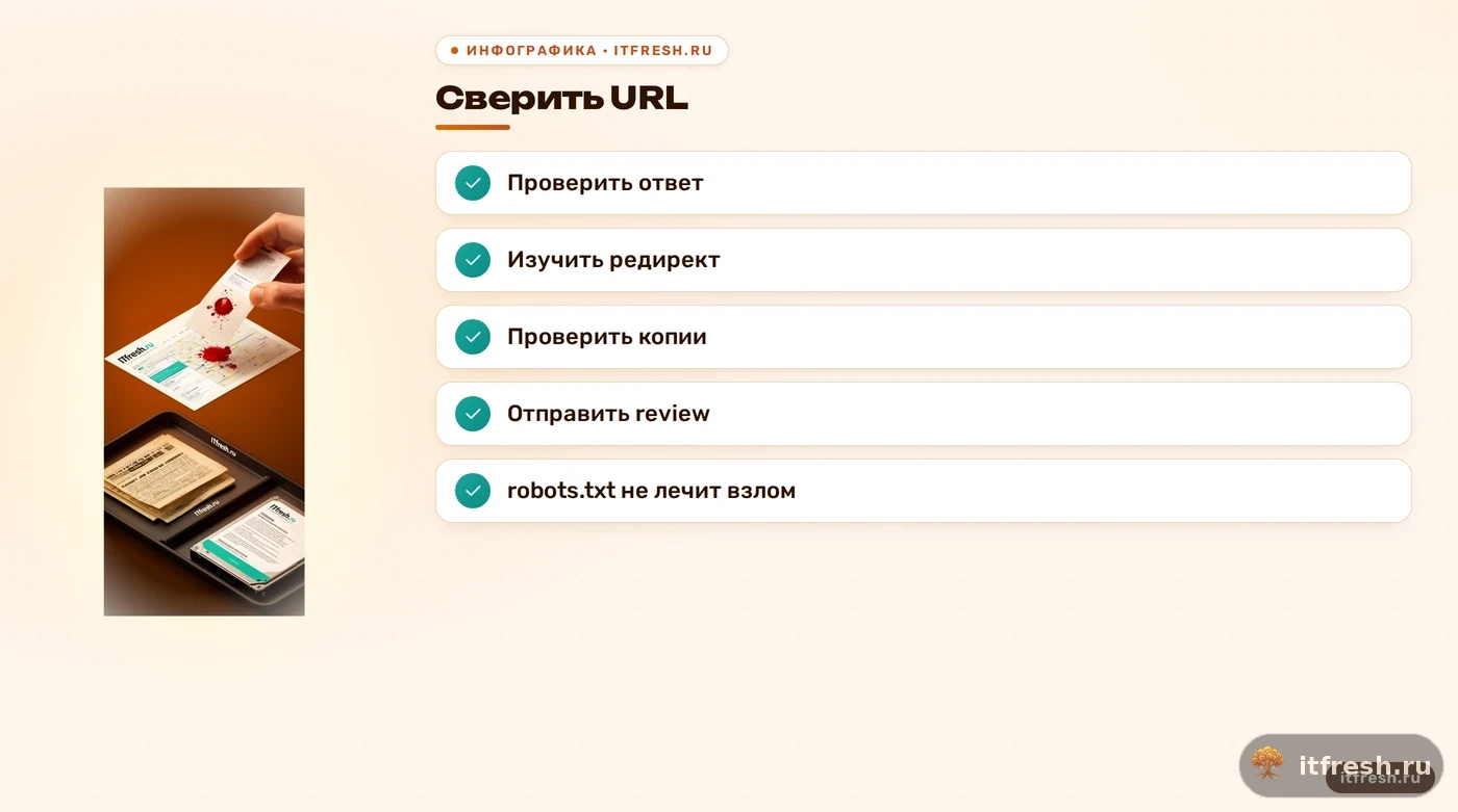 Чек-лист проверки сайта и запроса review после очистки