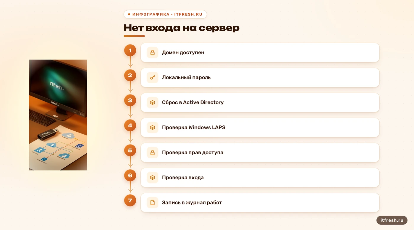 Схема безопасного восстановления доменного или локального доступа к Windows Server