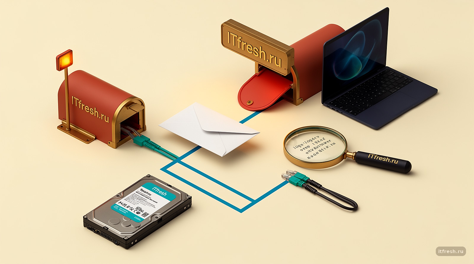 Конверт на маршруте доставки с двумя разными точками отказа SMTP