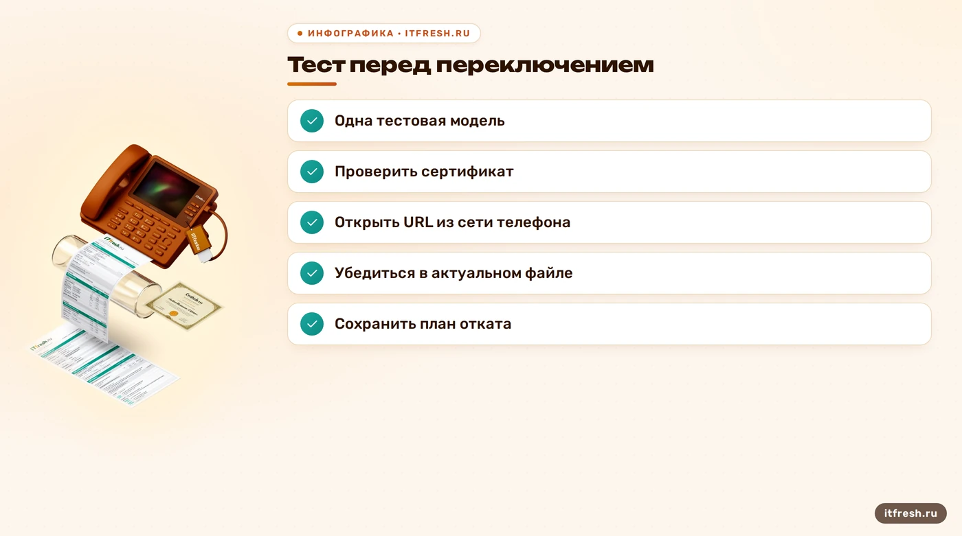 Проверки перед сменой HTTP на HTTPS для SIP-телефона