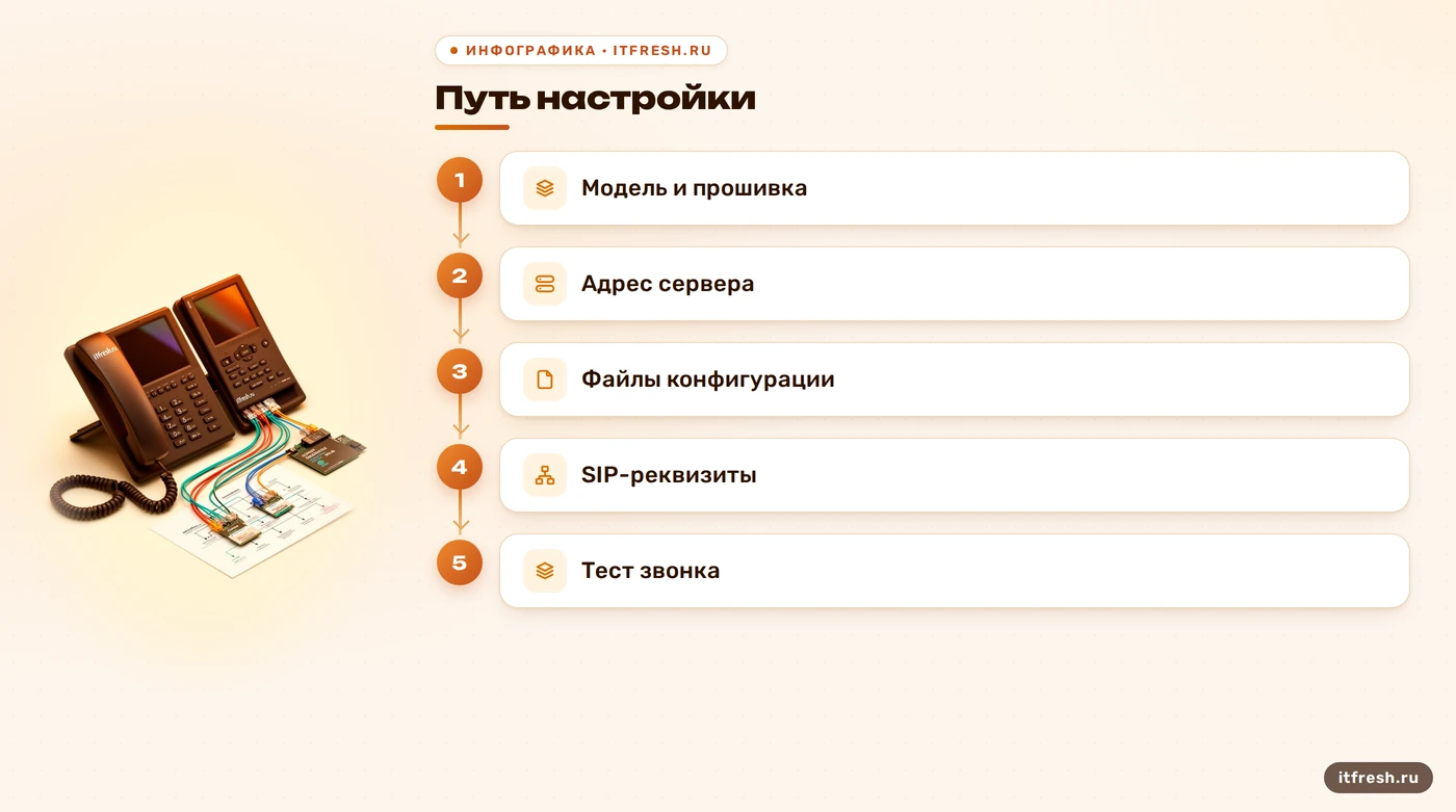 Этапы автопровижининга телефона Yealink для Asterisk