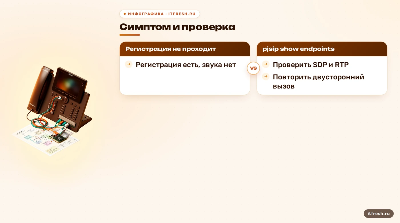 Диагностика регистрации и звука в телефонии Asterisk