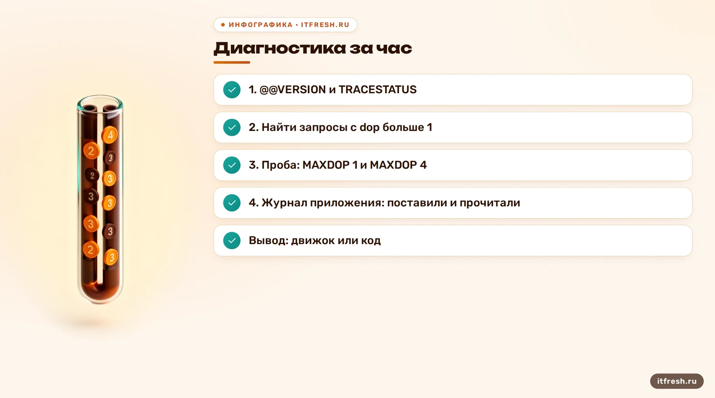 Чек-лист диагностики SESSION_CONTEXT: версия, параллельные запросы, контрольная проба, журнал приложения