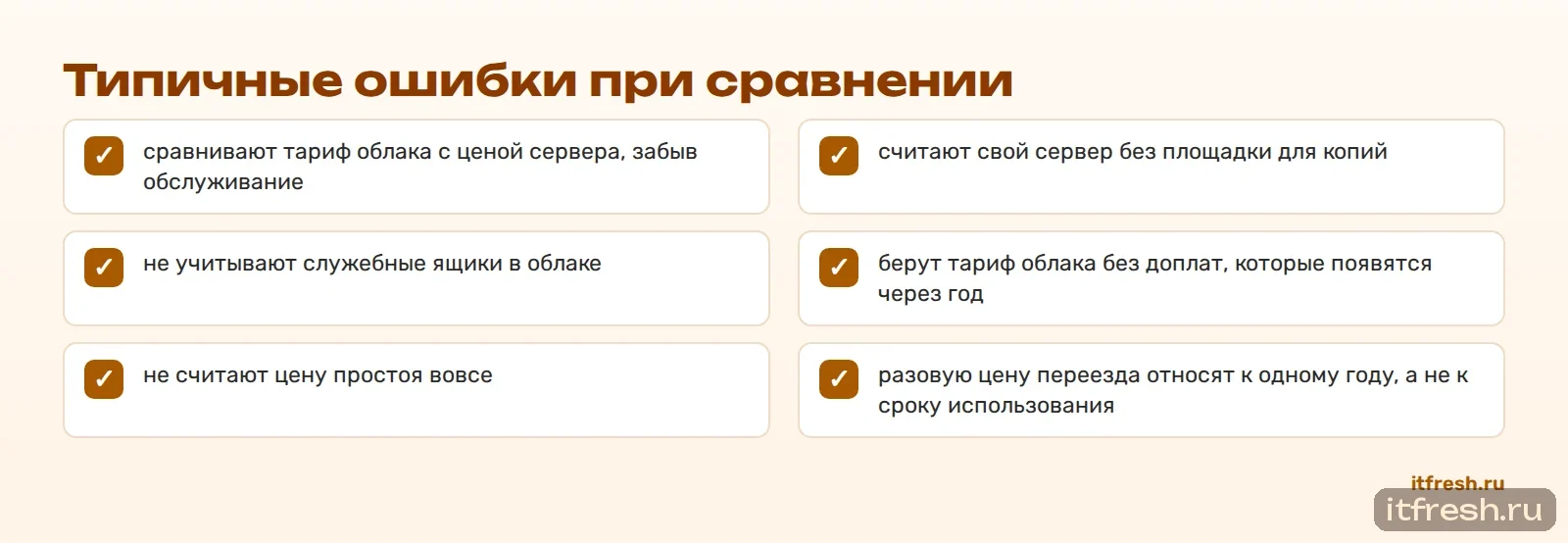 Типичные ошибки при сравнении