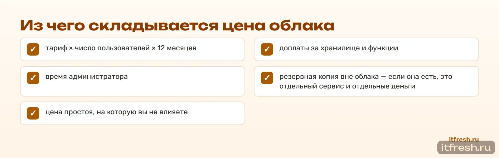 Из чего складывается цена облака