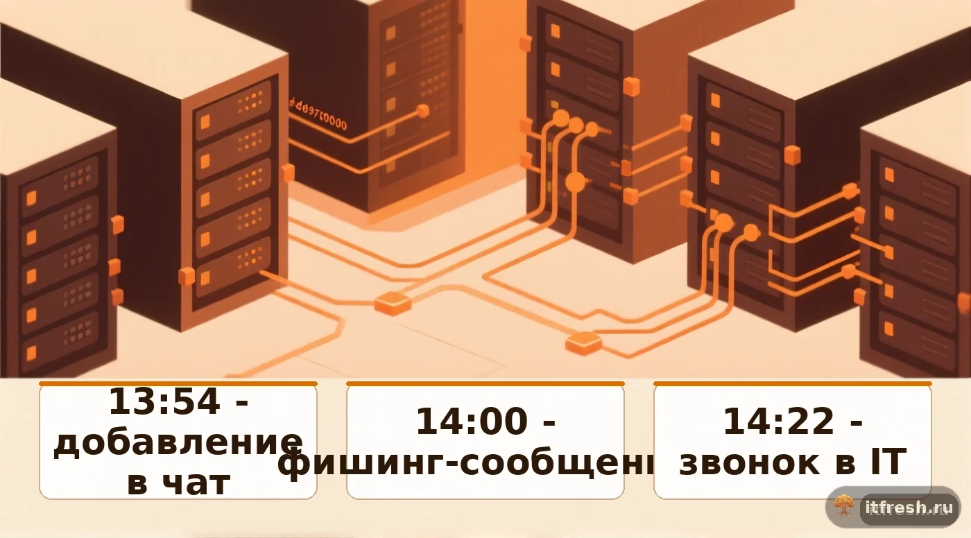 Таймлайн фишинговой атаки в Telegram с момента создания чата до блокировки C2-сервера