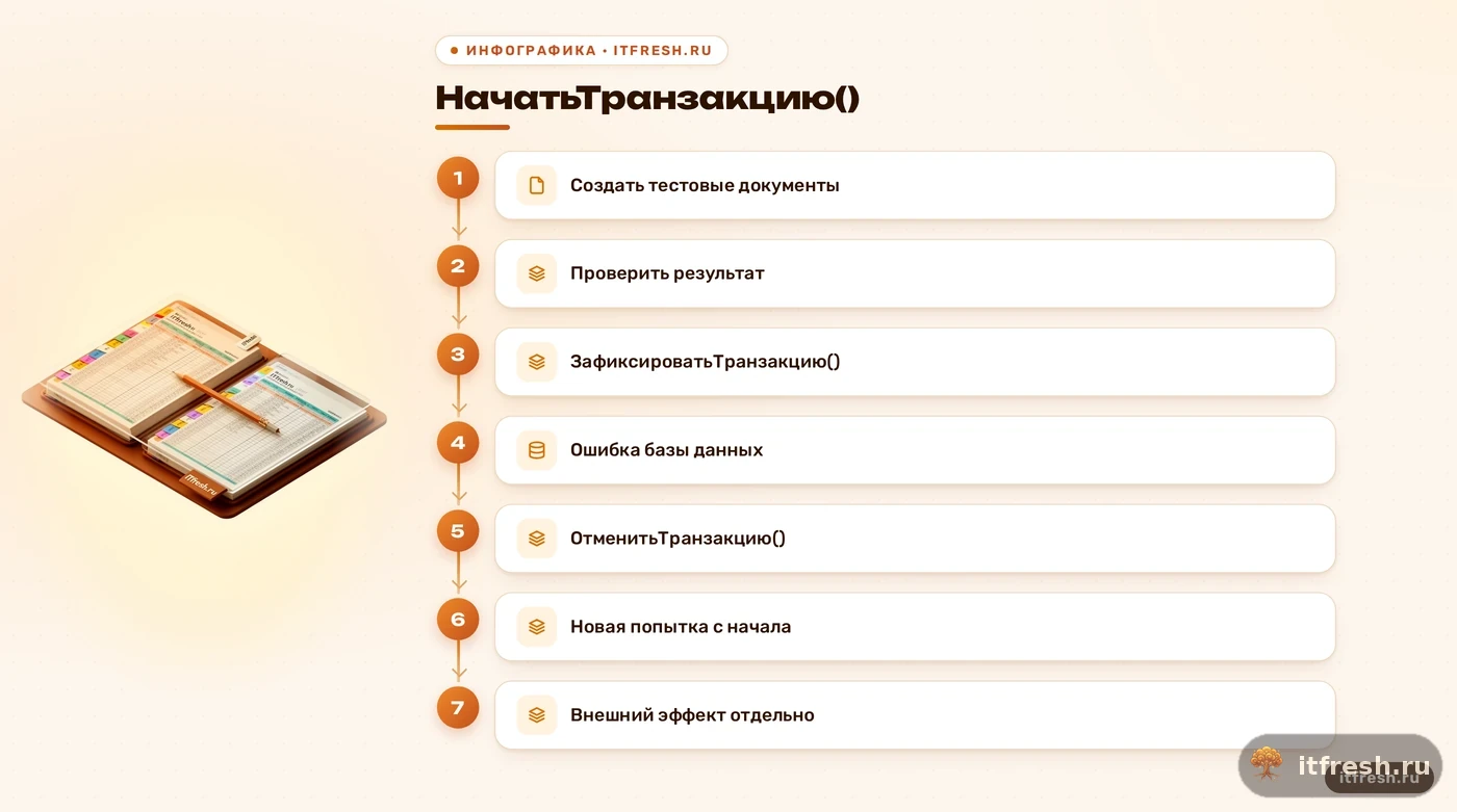 Схема транзакции 1С и границ автоматического отката