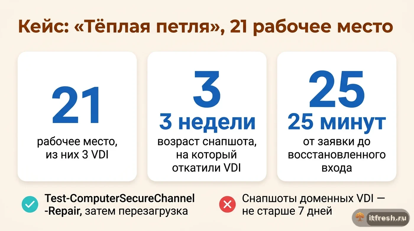 Итоги восстановления доверия к домену на трикотажном производстве «Тёплая петля»: сроки и новая политика снапшотов
