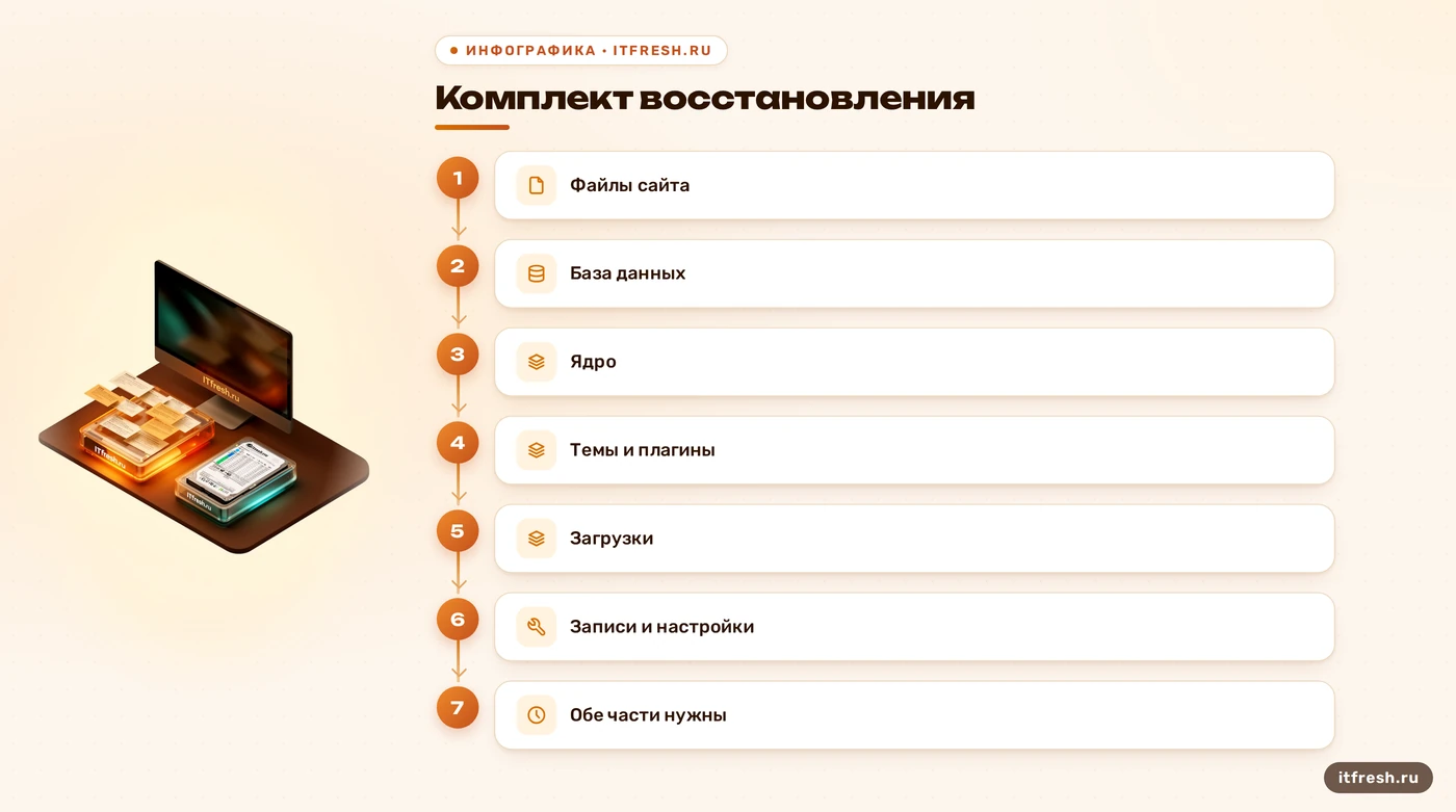 Схема состава резервной копии WordPress