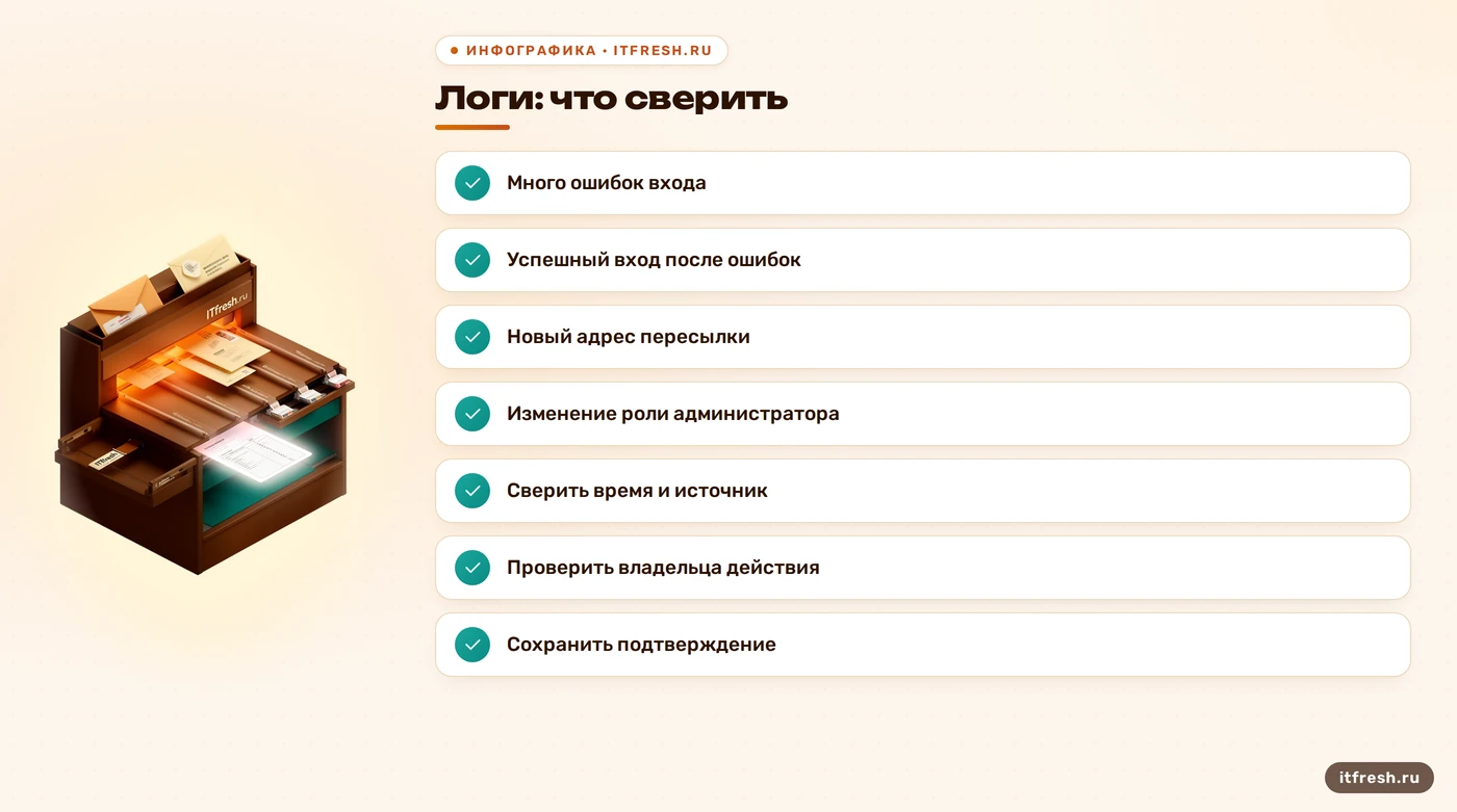 Чек-лист для анализа журналов почтового сервера