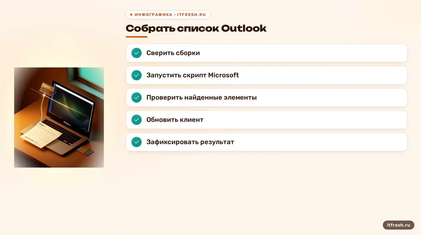 Чек-лист проверки сборок Outlook и почтовых элементов